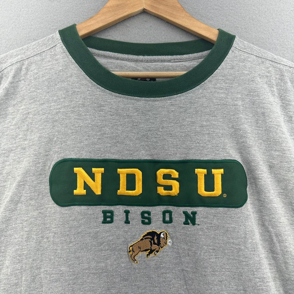 Y2K NDSU Bison Embroidered Gray Ringer Shirt Pro Player XL NCAA VTG Prep Street